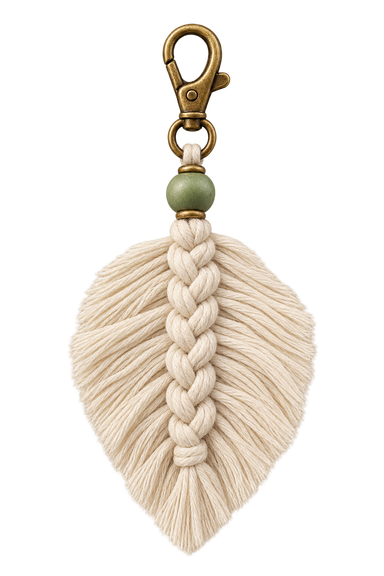 Macrame leaf charm