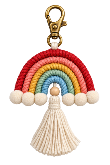 Rainbow cord tassel charm
