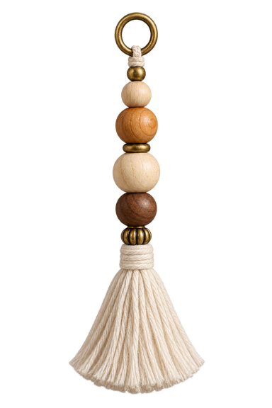 Wood bead tassel charm